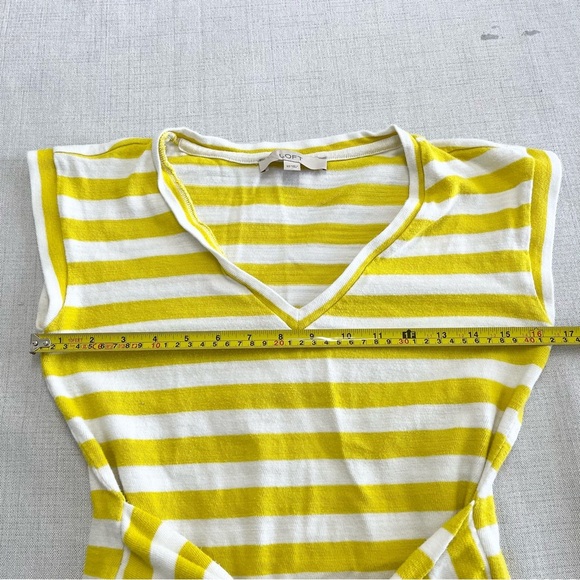 LOFT Striped Tie Waist V-Neck Yellow Midi Dress Size XS - Picture 8 of 12